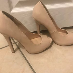 Nude peep toe heels